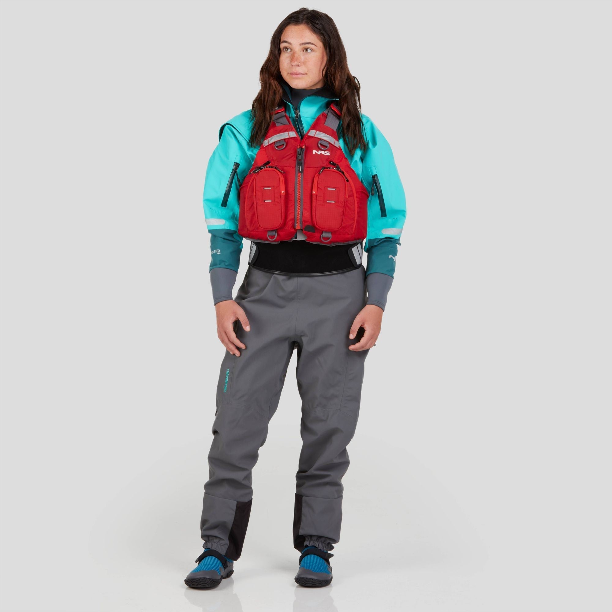 NRS Navigator Comfort-Neck GORE-TEX Pro Torrdräkt, Dam-Kajaksidan