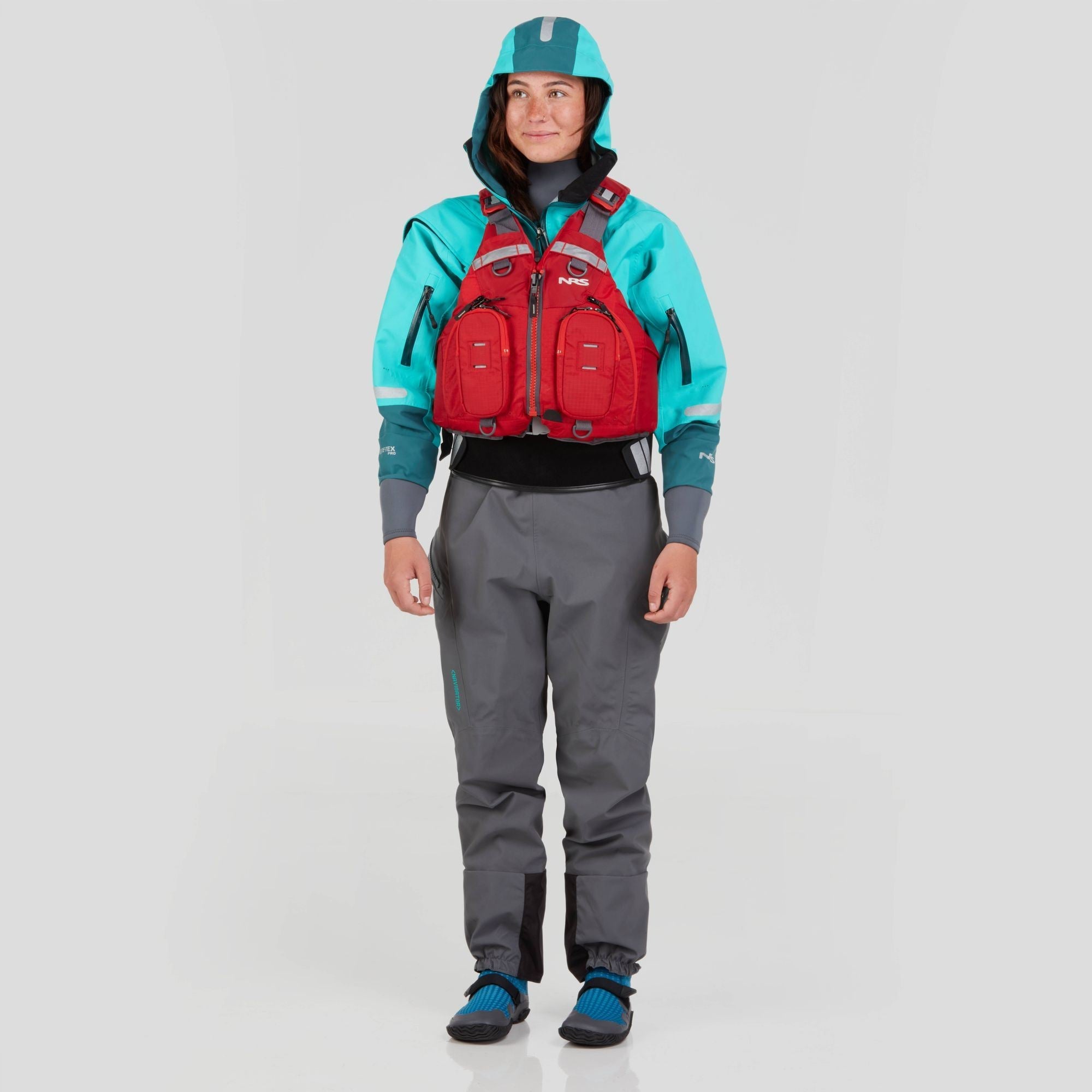NRS Navigator Comfort-Neck GORE-TEX Pro Torrdräkt, Dam-Kajaksidan