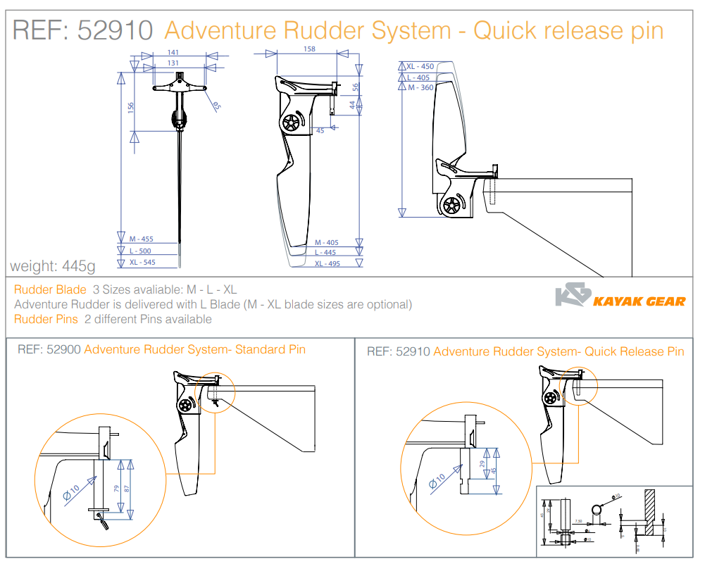 Kayak Gear Adventure Roder, Komplett-Kajaksidan