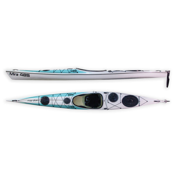 Wig Mira 485 Glasfiber, Roder, Vit/Turkos, 2023 Modell-Kajaksidan